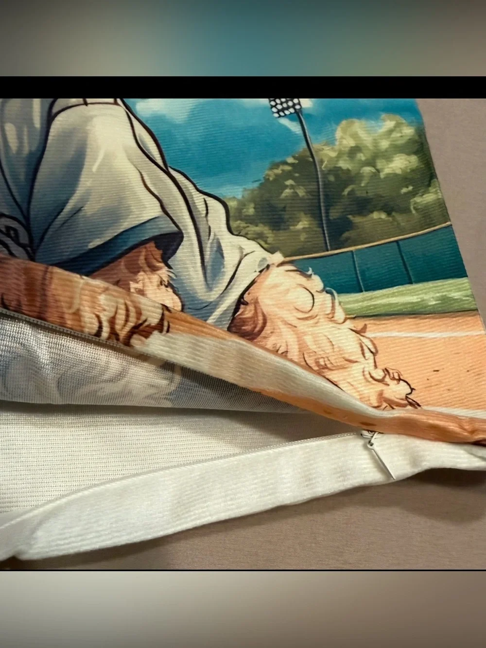 NWT Labradoodle Cute Pillow Cover Baseball Print 18x18